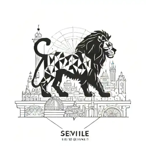 A Geometric Representation Of The Seville Skyline With A Lion Silhouette Integrated Into The Design