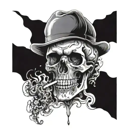 Skull Smoke A Zigarette