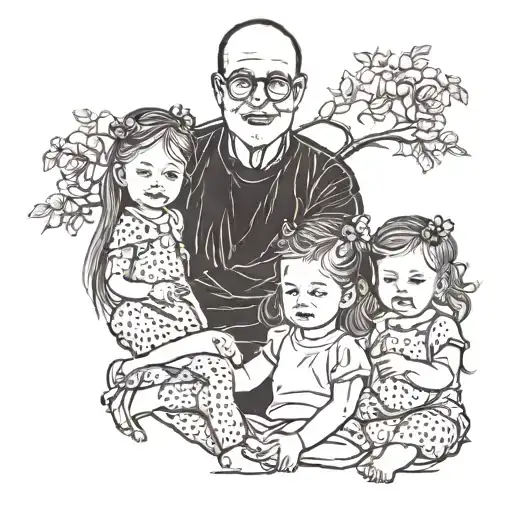 Dad With Twin Daughters