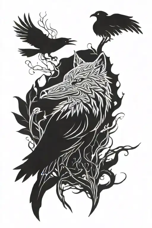 Nordic Mythology Wolf Raven