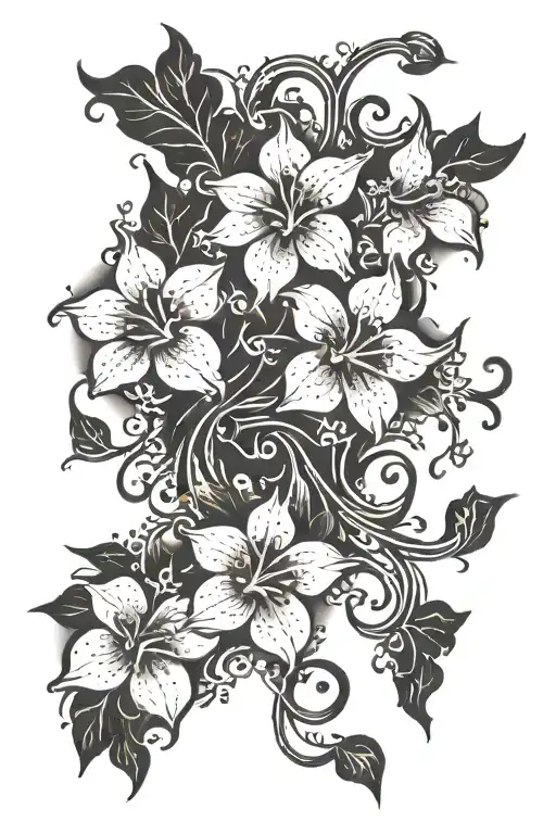 Vine And Small Flowers And Blood Drops Falling