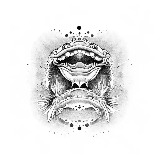 Hand Emerging From Koi Fish Mouth And Eyes