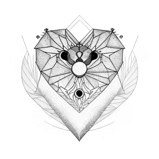 A Geometric Heart Design Incorporating Elements Of Nature And Animals