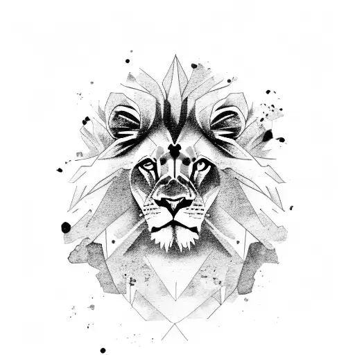 A Majestic Lion Surrounded By A Vibrant Watercolor Jungle Scene