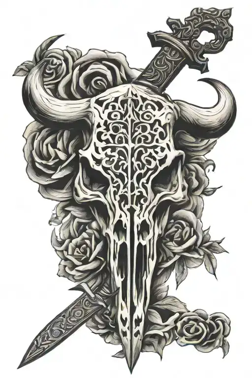 Sword With Cow Skull