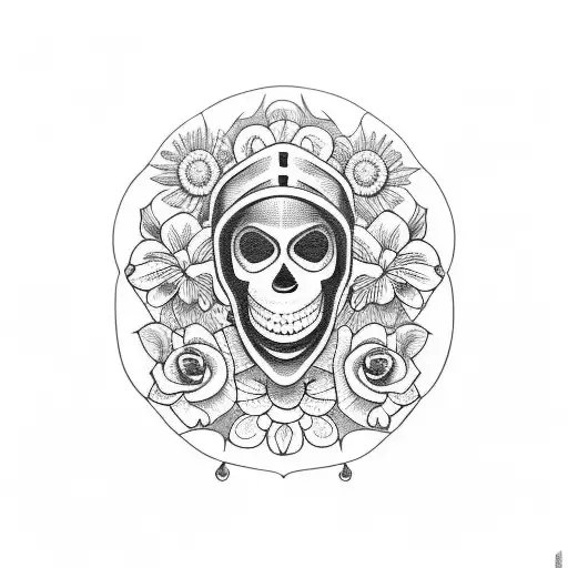 Nurse With Skull And Wildflowers