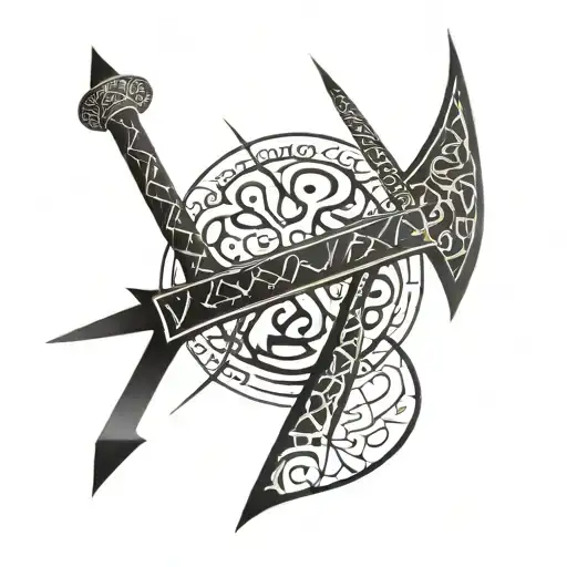 A Geometric Design Incorporating Elements Of Arabic Calligraphy And A Sword