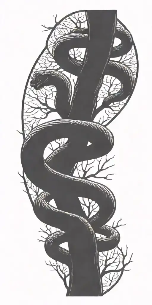 Tree Branch With Cobra Wrapping Around It