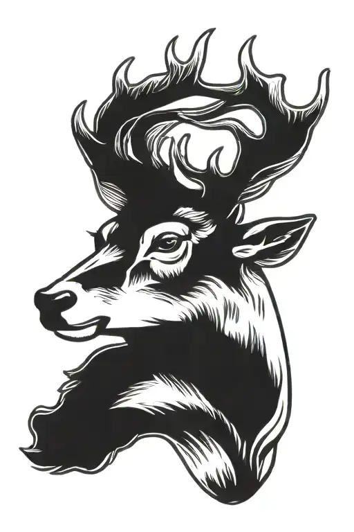 Deer Head Tattoo Holding