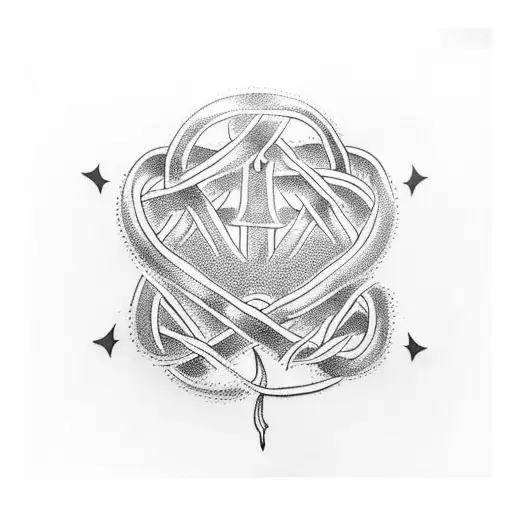 A Weed Leaf Intertwined With Viking Symbols In A Blackwork Style