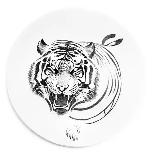 Round Spartan Shield With A Tiger Inside