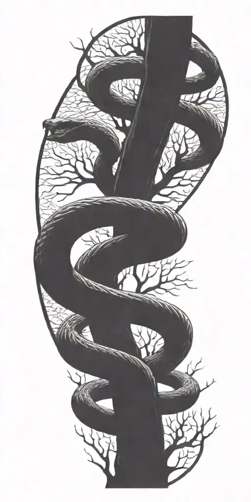 Large Tree Branch With Cobra Wrapping Around It