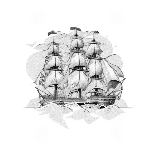 A Military Ship Sailing Under The Watchful Eye Of Neptune