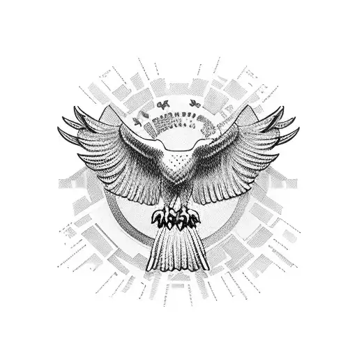 Eagle Clutching A Stock Market Ticker Tape In Its Talons