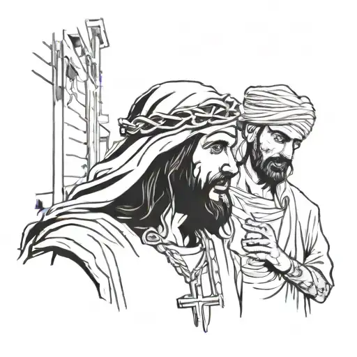 Jesus Talking To A Follower In The Streets Of Jeruzalem
