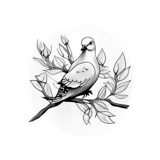 A Serene Dove Perched On A Tree Branch