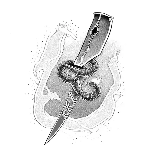 A Sword Being Held By A Boxer With A Snake Coiled Around Their Arm