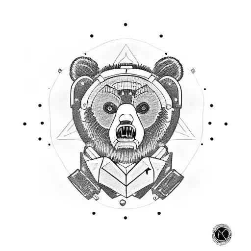 Grizzly Bear Surrounded By Gaming Symbols Like Controllers And Dice