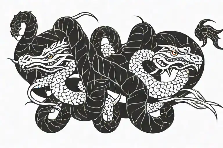 Can You Make A Tatto Design Of Dangerous Looking Dragon Snake Catching It's Tail In Band Type
