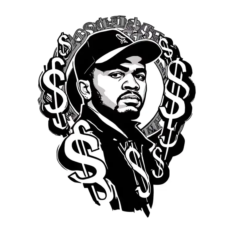 A Famous Gang Member Silhouette Surrounded By A Halo Of Dollar Signs