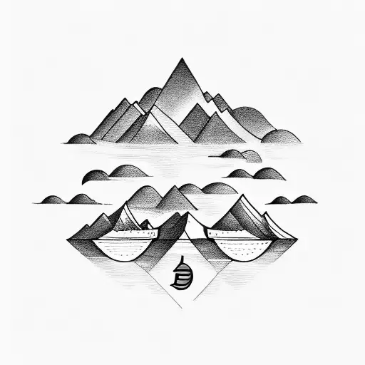 Boat With A Mountain And The Letter L With An Elegant Orthography