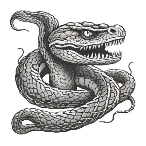 A Coiled Snake Showing Teeth