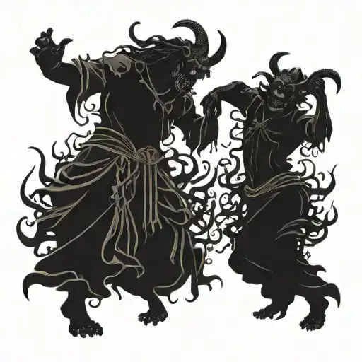 Creepy Lovecraftian Demons Croud Dancing In Francisco De Goya Style