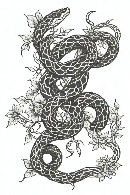 Snake Intertwined With Ash Tree Nordic Runes