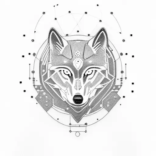 A Cybernetic Wolf With Circuit Patterns Integrated Into Its Fur