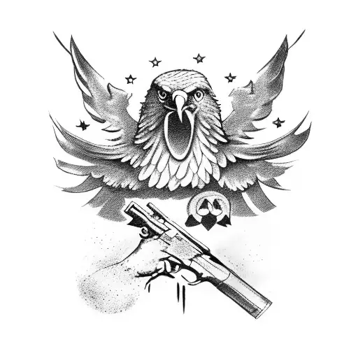 A Patriotic Eagle Clutching A Firearm In Its Talons