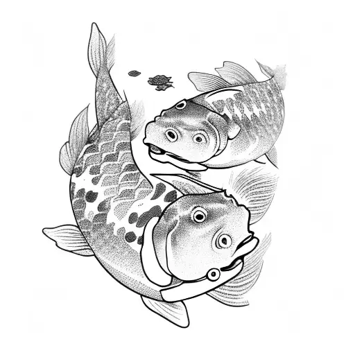 Koi Fish And Pig With Leafs