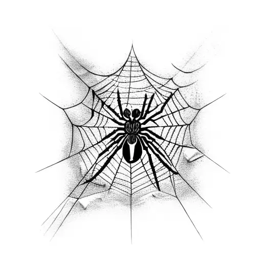 Spider Web With Black Widow Spider Realistic