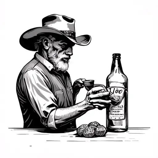 Cowboy Bottle Feeding With Dead Grandpas Dates On It