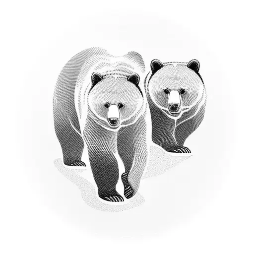 Foot Print Of A Mother Bear And Her Child In Winter