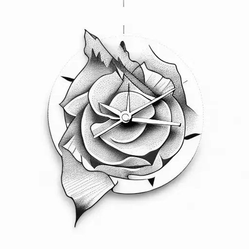 Roses Mountain And Clock