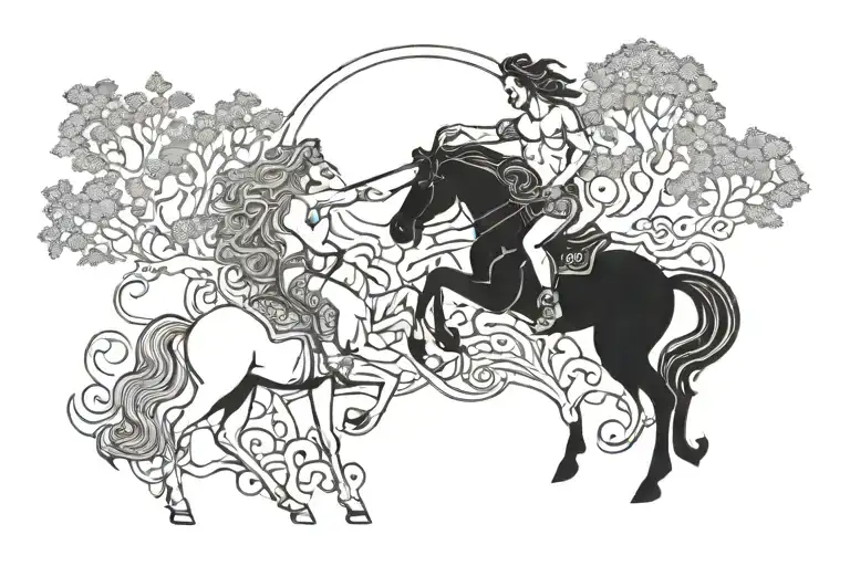 Centaur Holding Tree Of Life Intertwined