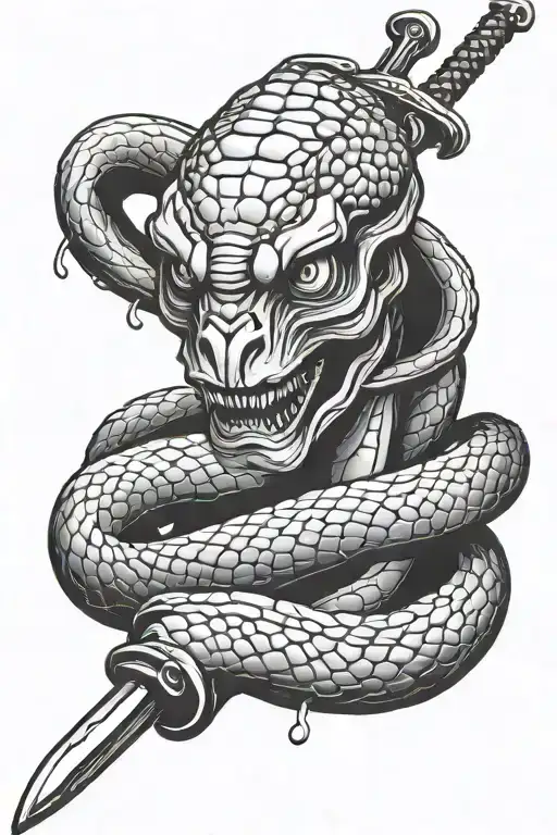 Python With A Sword Stuck In The Head