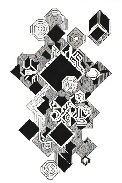 Black Geometric Interlocking Pattern