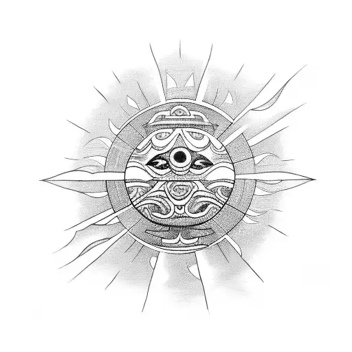 Maori Style Tattoo Of A Tortoise With Sun On The Hoof