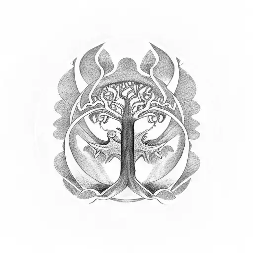 The Tree Of Life With Ouroboros Around It