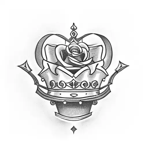 A Crown With Roses And Spades With The Words Her King Under It