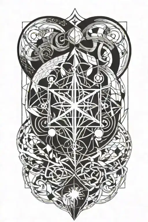 Quantum Mechanics Symbol Intertwined With A Geometric Pattern