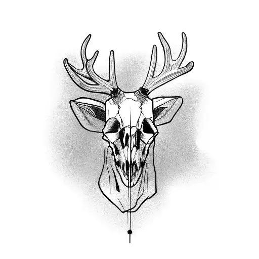 Deer Skull On Hand And Fingers