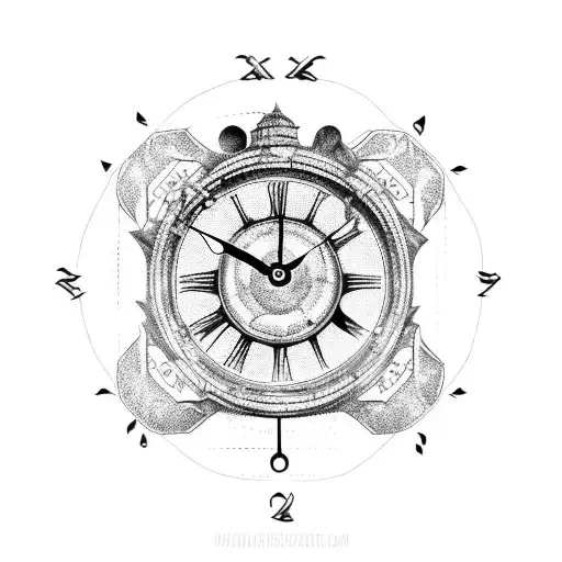 A Clock Tower Made Out Of Car Parts And It Symbols