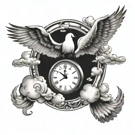 Clouds With A Dove A Clock