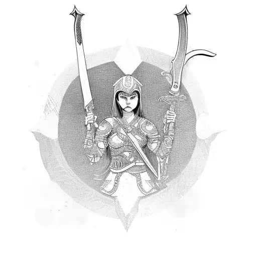 A Female Warrior Wielding A Sword