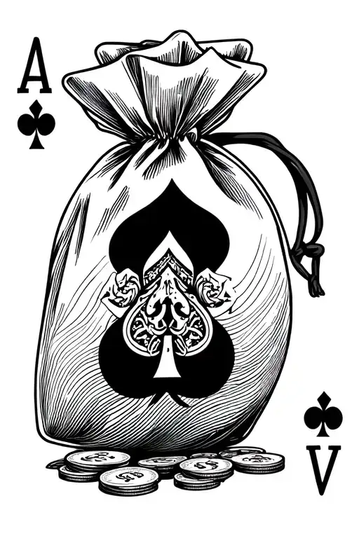 Playing Cards And Money Bag