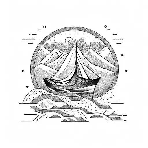 Boat With A Mountain And The Letter L With An Elegant Orthography