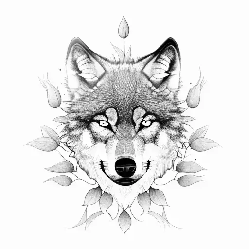 A Wolf Gracefully Running Through A Field Of Tulips