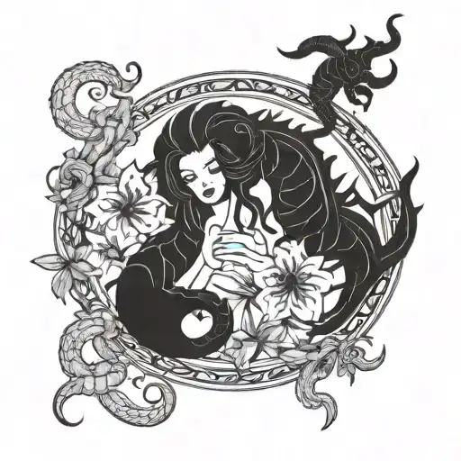 Leo And Scorpio Zodiac Tattoo Design Incorporating Symbols